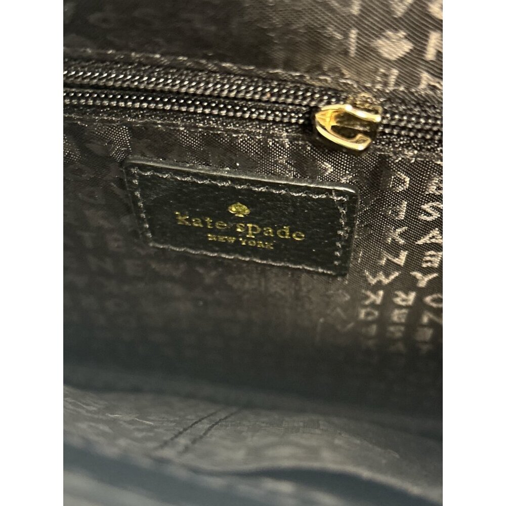 Kate Spade Black Leather Crossbody – Pyramid Stud Clasp, Minimalist Evening Bag - Picture 5 of 9